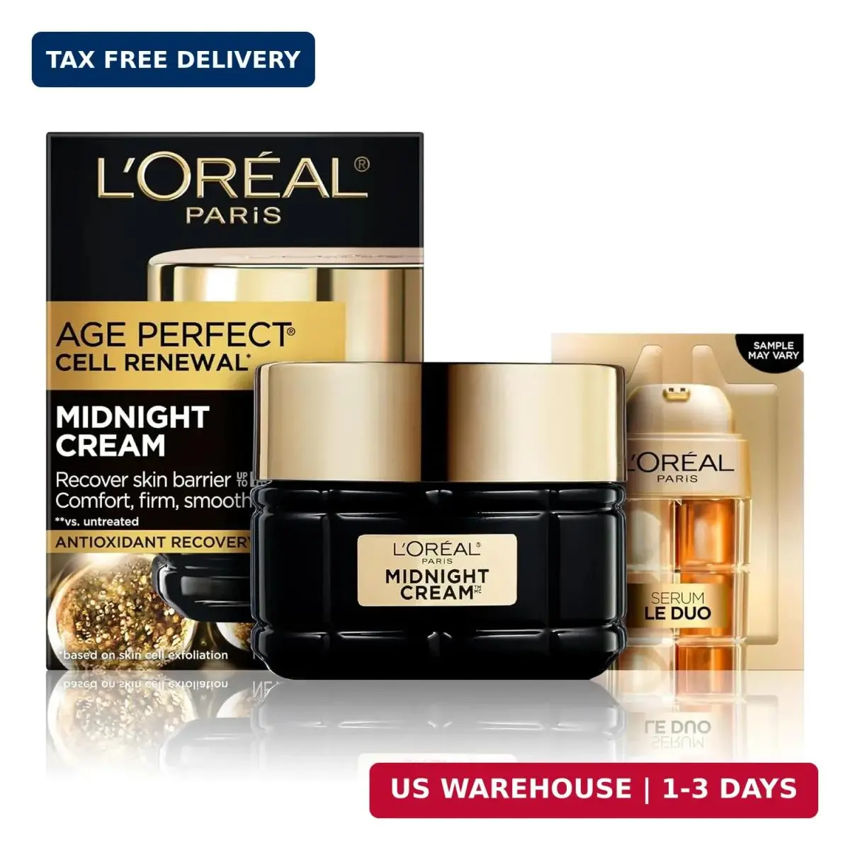 L`oreal Paris Age Perfect Anti-aging Midnight Cream 1.7 Oz + Serum Sample by L'Oréal