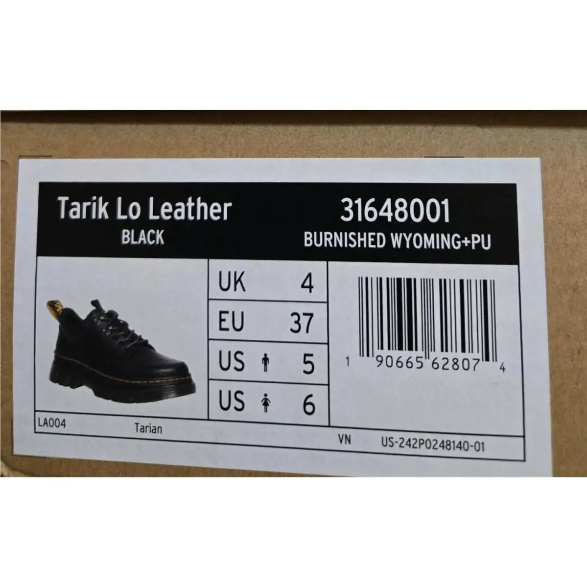 Dr. Martens shoes - Tarik Lo Leather - Tarik Leather - 31648001 - Black (UPC: 190665628074) 6