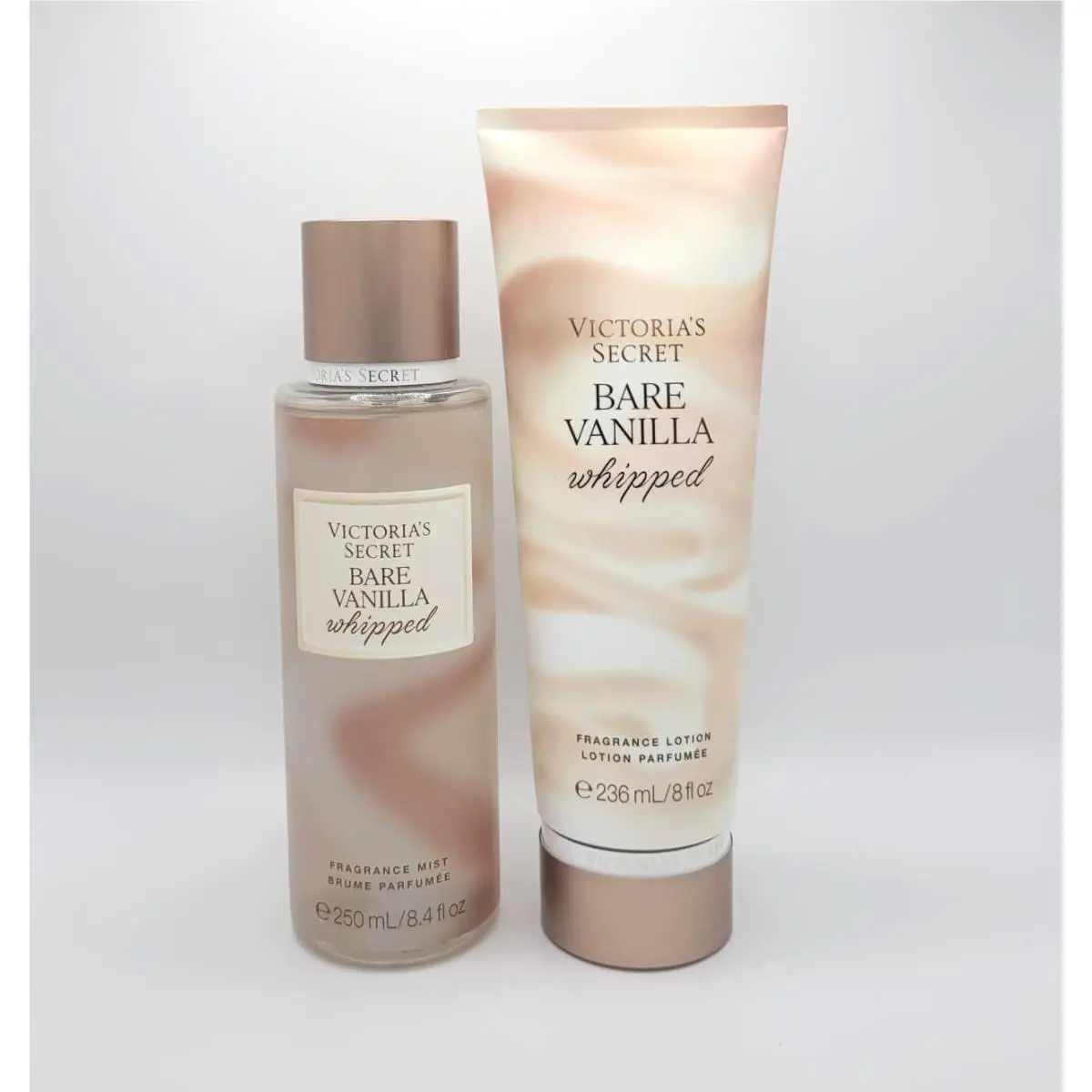 Victoria`s Secret Bare Vanilla Whipped Body Mist Spray Body Lotion Set Of 2