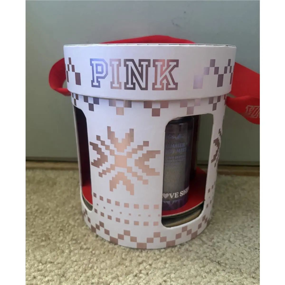 Victoria`s Secret Pink 4pc `love Shimmer` Gift Set Fragrance Mist Body Spray