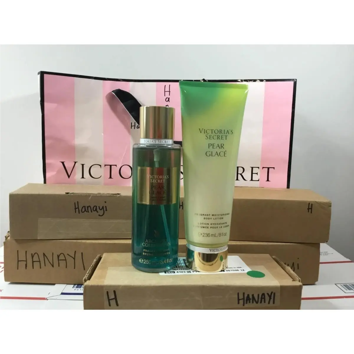 Victoria`s Secret Pear Glace Fragrance Mist Body Lotion Set OF 2