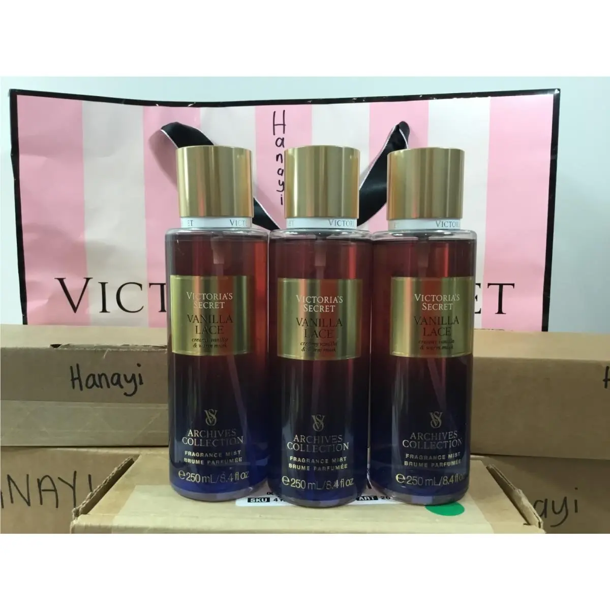 3 Victoria`s Secret Vanilla Lace Body Mist 8.4 FL OZ Set OF 3