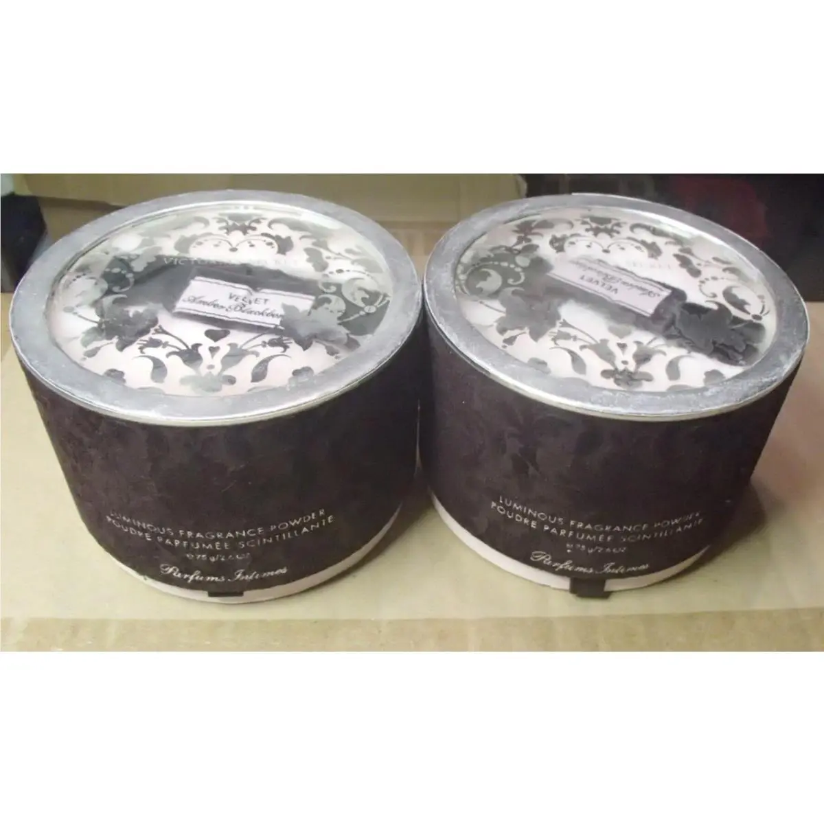 2 Victoria`s Secret Velvet Amber Blackberry Luminous Fragrance Powder 2.6oz ea