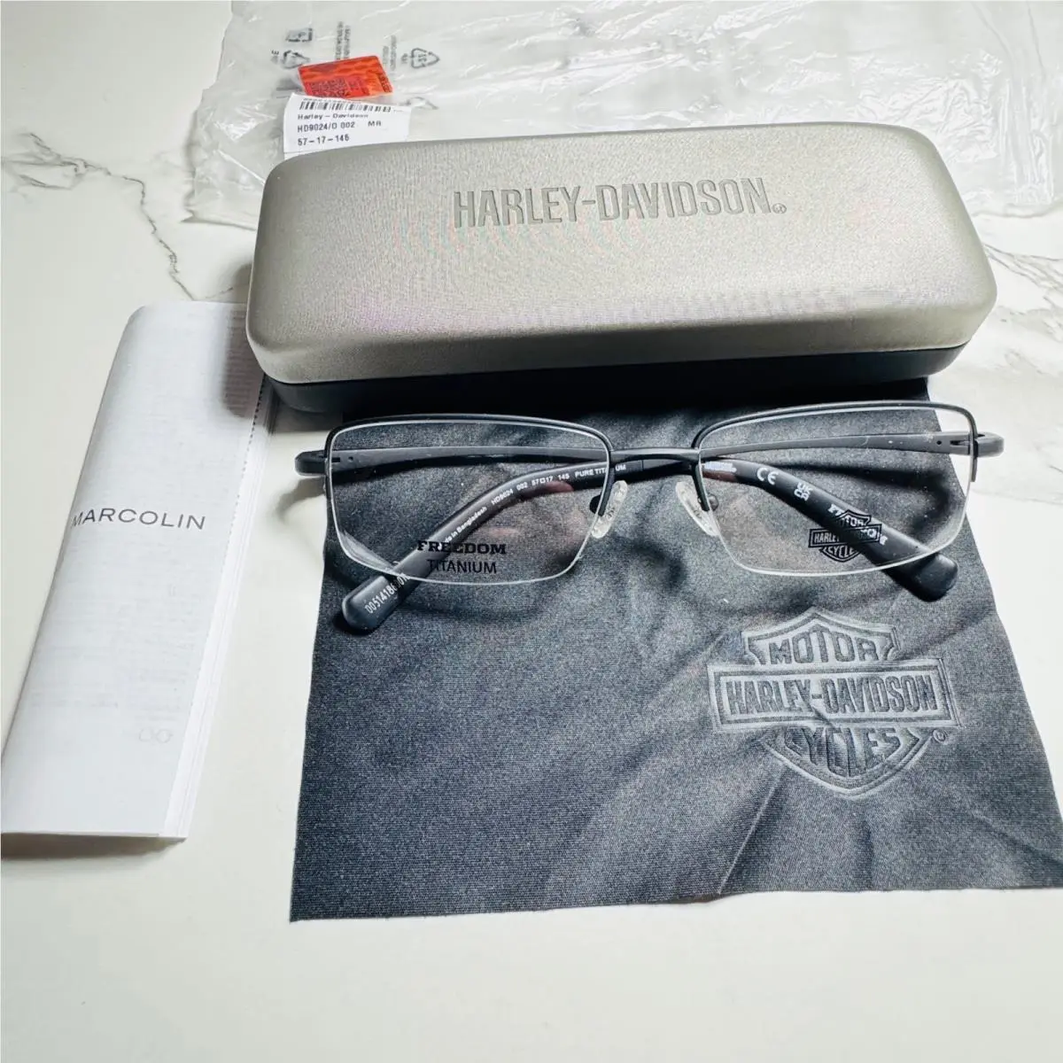 Harley Davidson Freedom Titanium Eyeglass Frames Matte Black HD9024 02 57-17-145