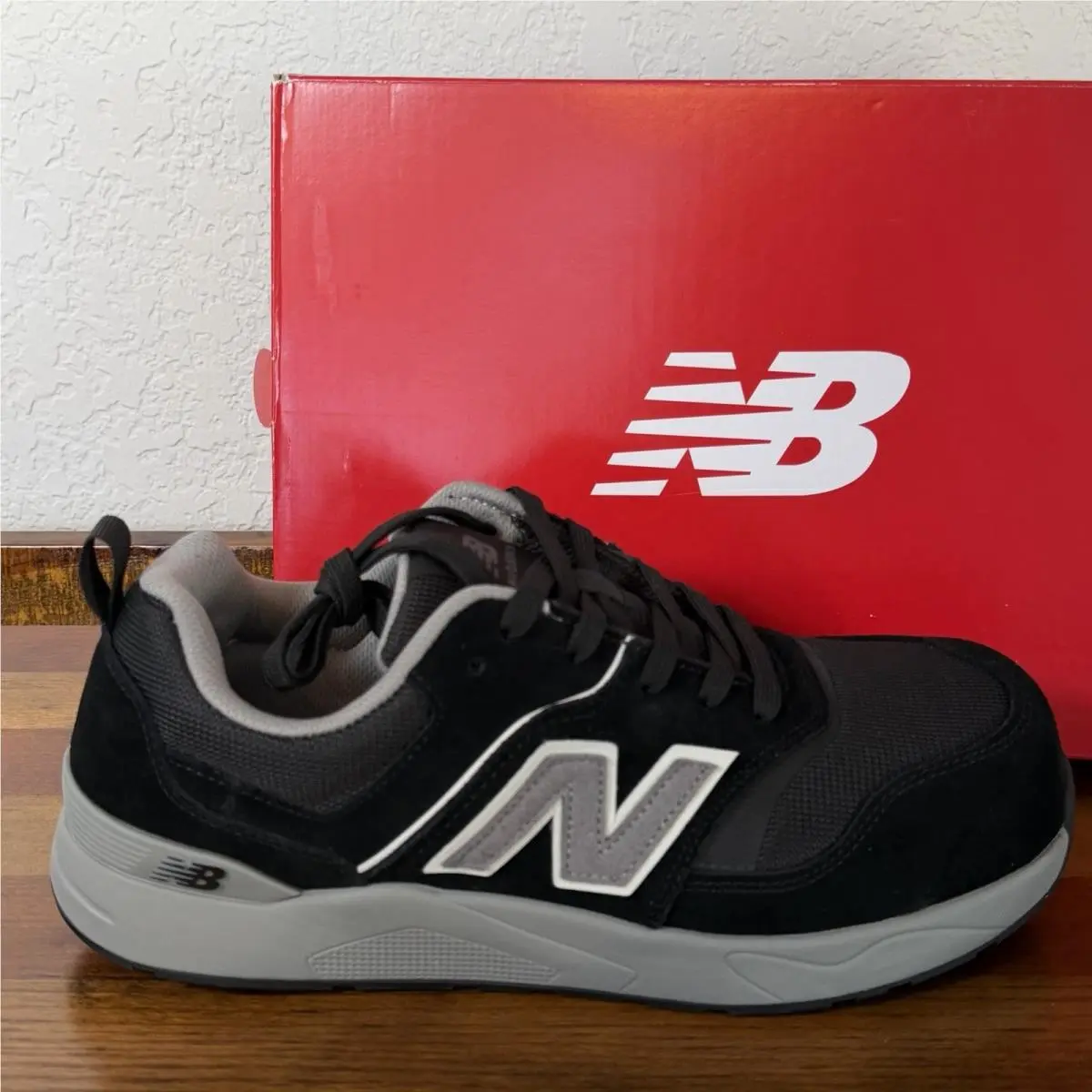 Men Elite Lite EH Work Sneakers sz 10 2E EE Wide Black Gray Comp Toe by New Balance