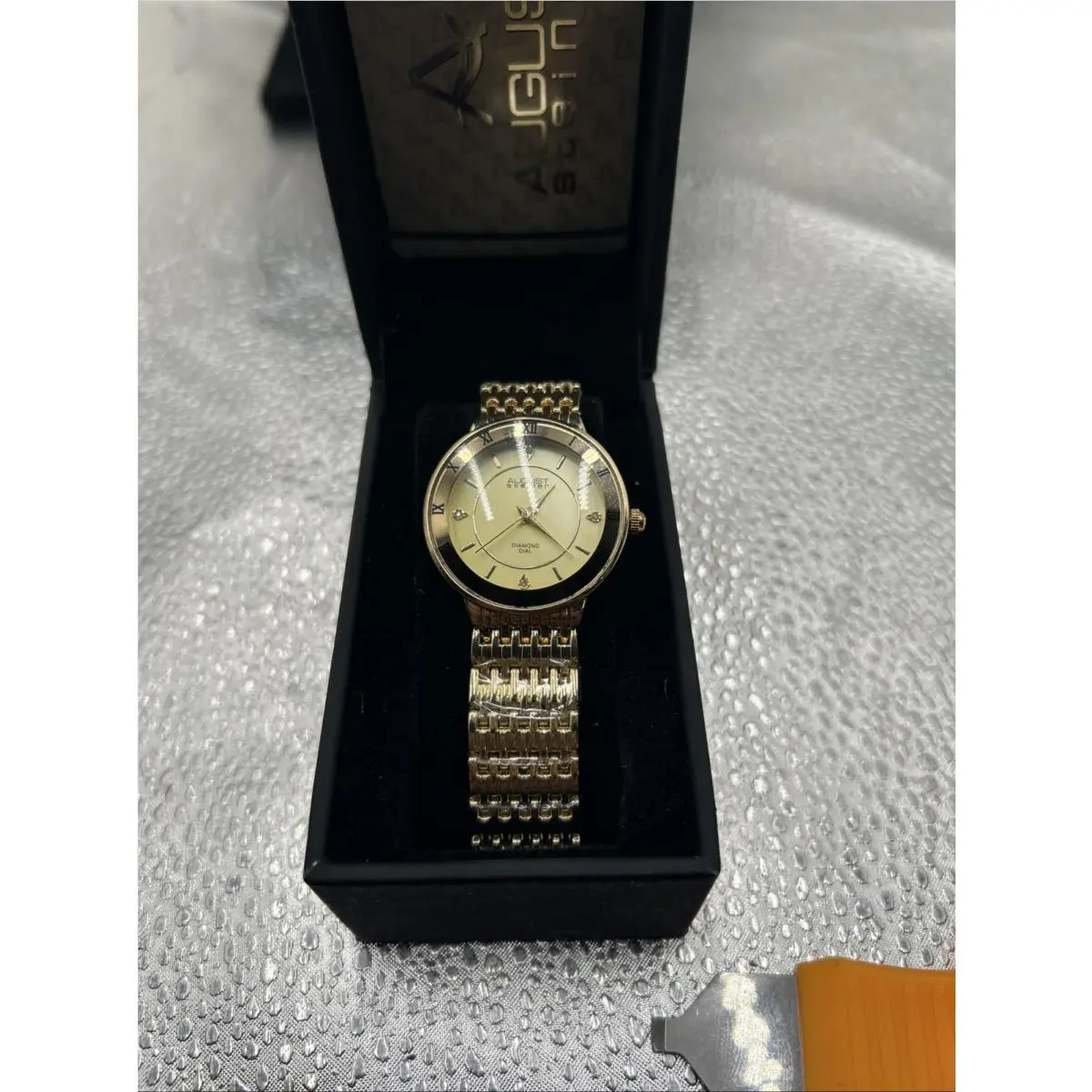 Women`s  AS8178YG Quartz Marker Gold Tone Bracelet Battery by August Steiner