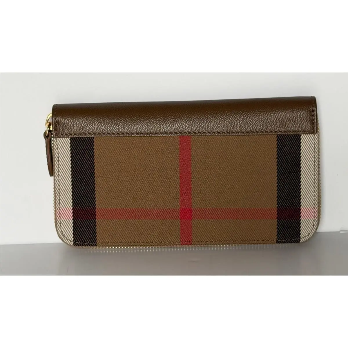 Burberry Large Zip Around House Check Wallet Chestnut Earth 8084515