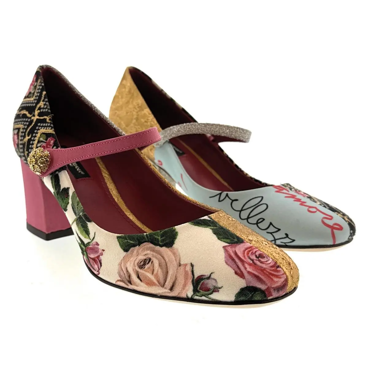Dolce Gabbana Multicolor Patchwork Classic Mary Jane Heels-35.5