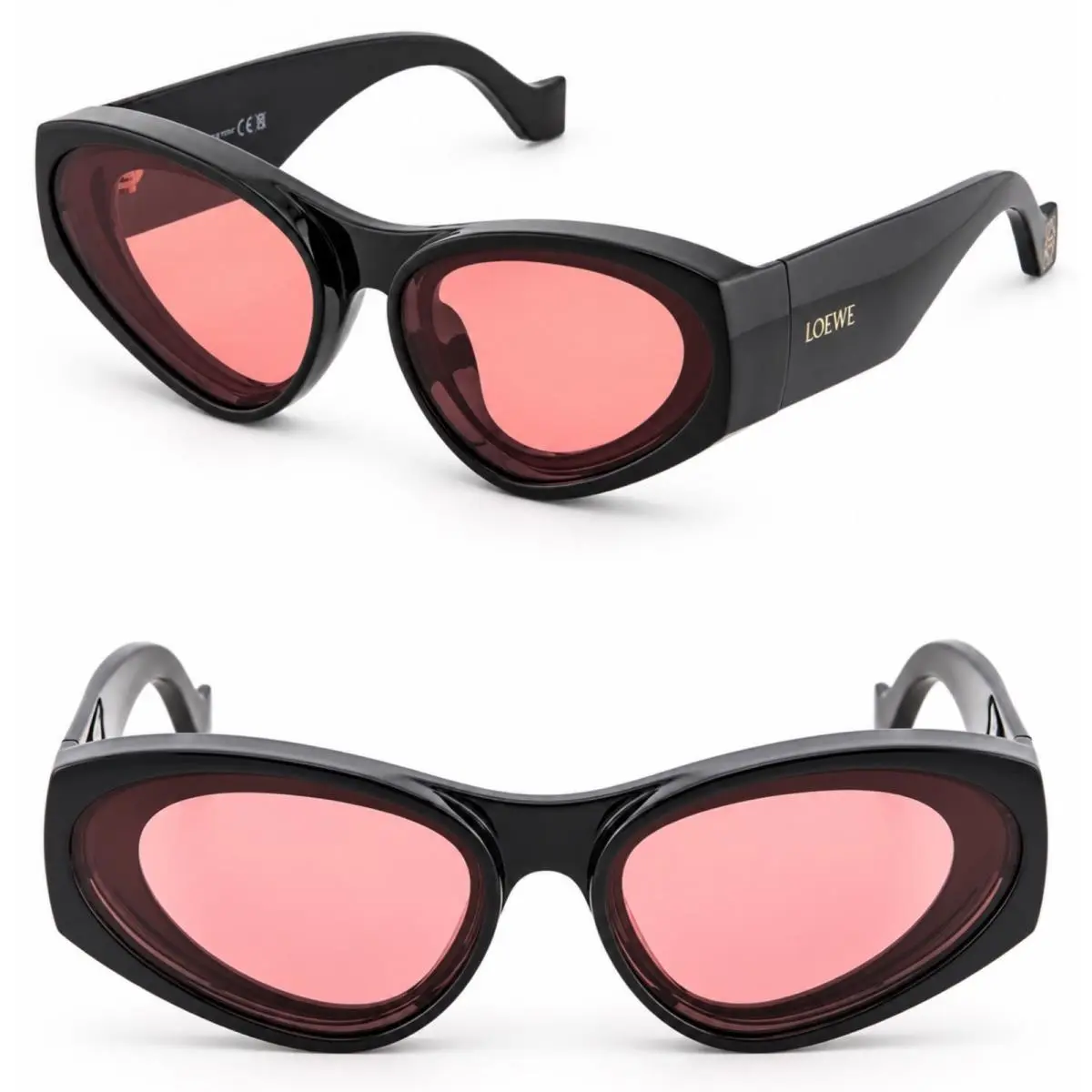 LW40171U Paula Ibiza Oval Cat Black Pink 40171 Unisex Chunky Sunglass 01V by Loewe