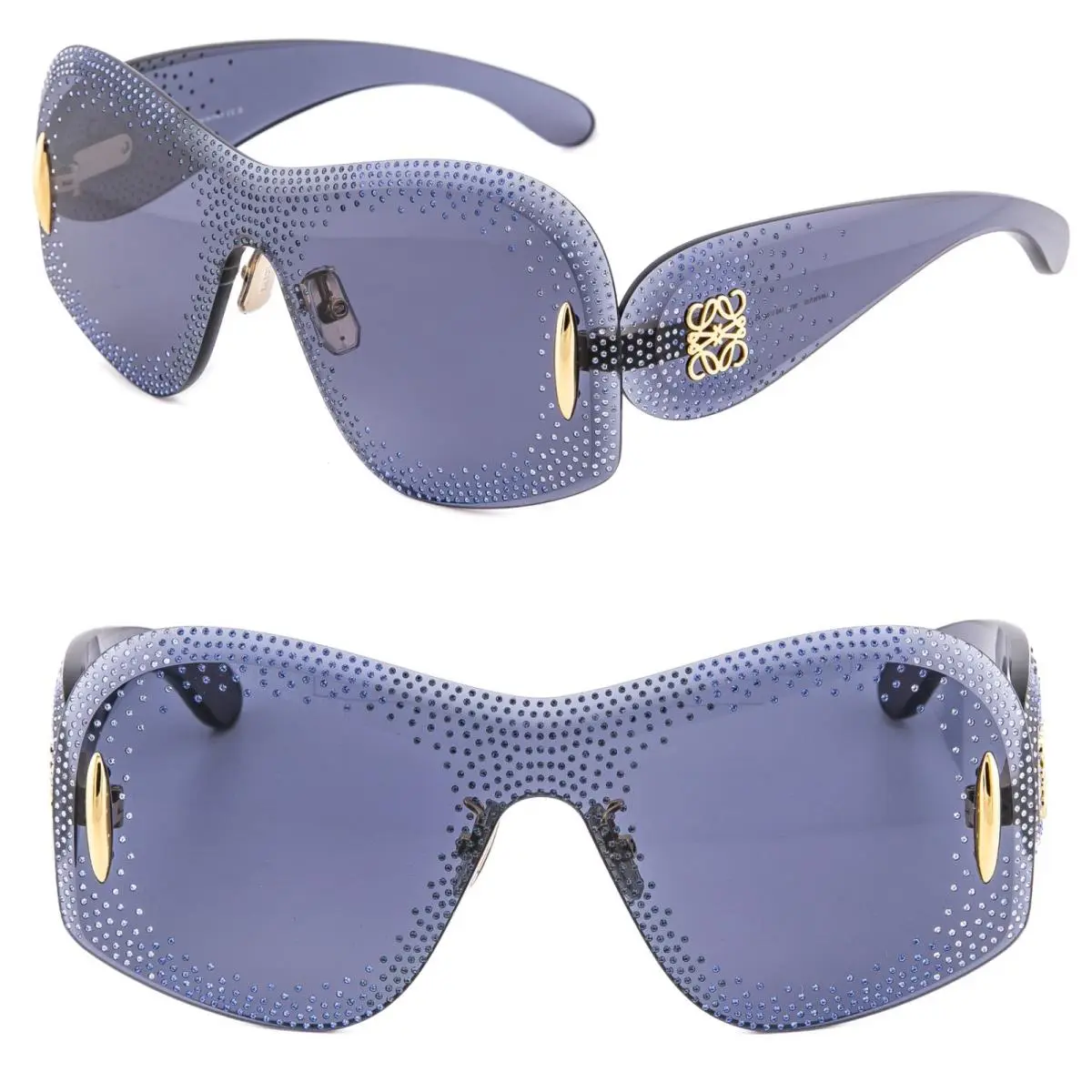 Anagram Crystal Blue Rimless Statement Mask LW4167US 4167US Sunglasses 90V by Loewe