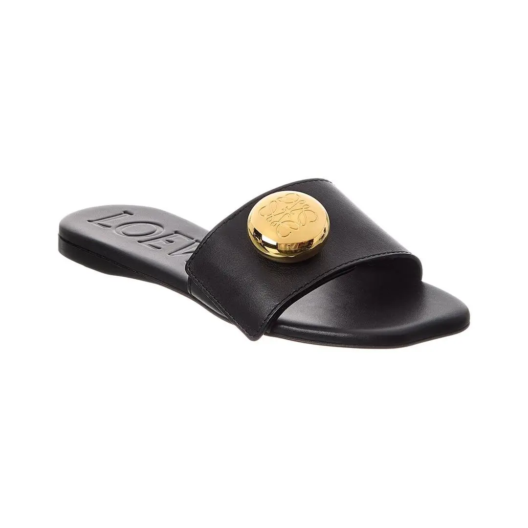 Pebble Leather Slide Women`s Black 36 by Loewe