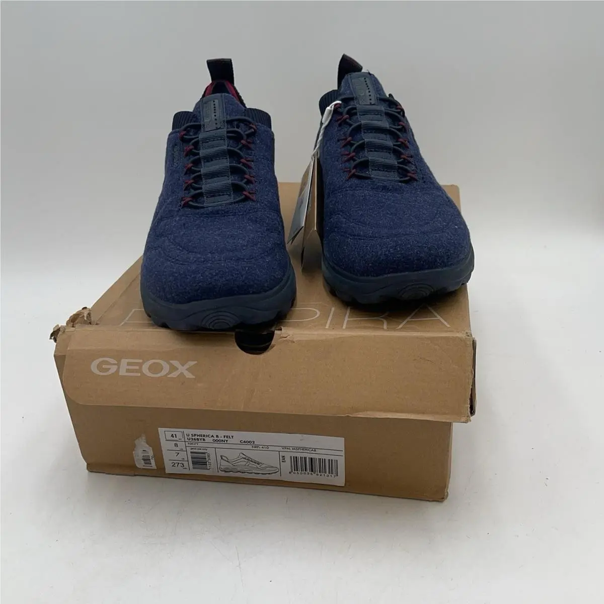 Geox Spherica B Felt Shoes Mens Navy Walking Athletic Sneakers U26BYB Size 8