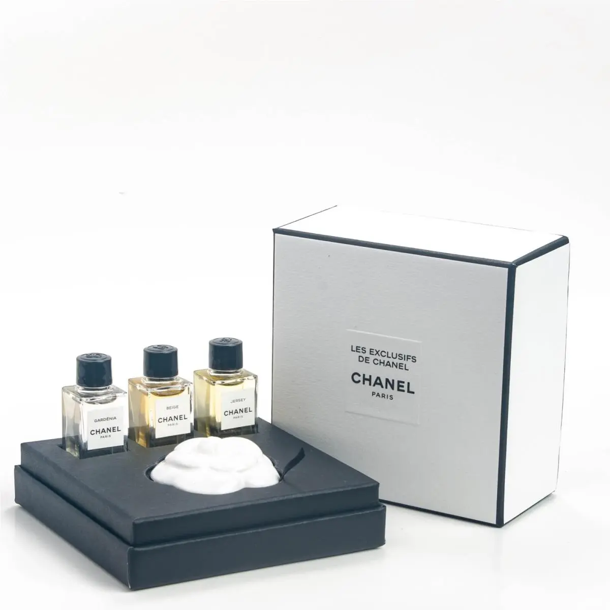 Chanel Les Exclusif Eau de Toilette Mini Miniature Set Gardenia Beige Jersey Edt