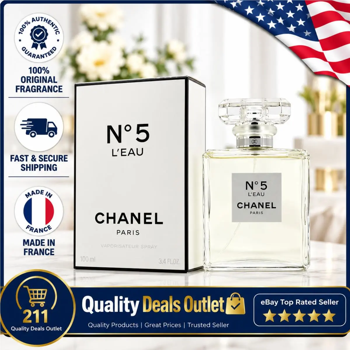 Chanel N°5 L`eau Eau de Toilette Spray 3.4 fl oz Women`s Fragrance