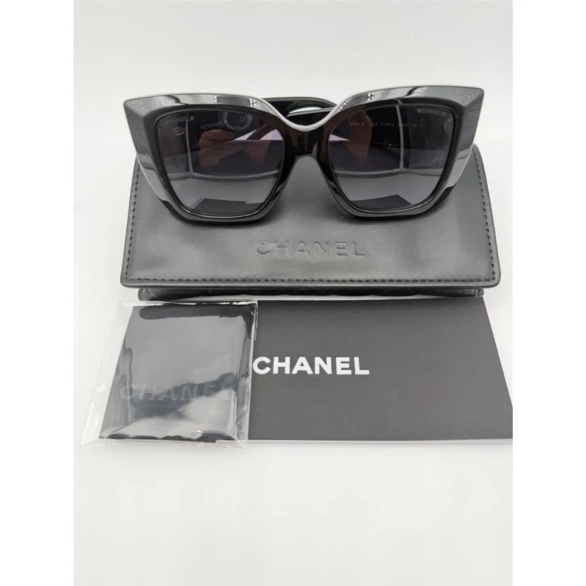 Chanel Sunglasses 71767A S1834 Black Grey Mother of Pearl Butterfly