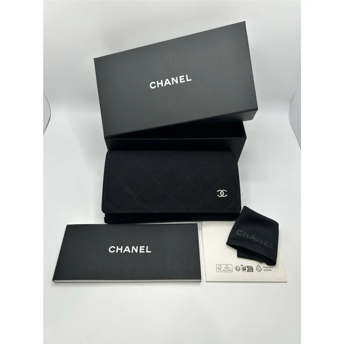 Chanel Black Sunglasses / Eyeglasses Case Slim Soft + Cloth +papers