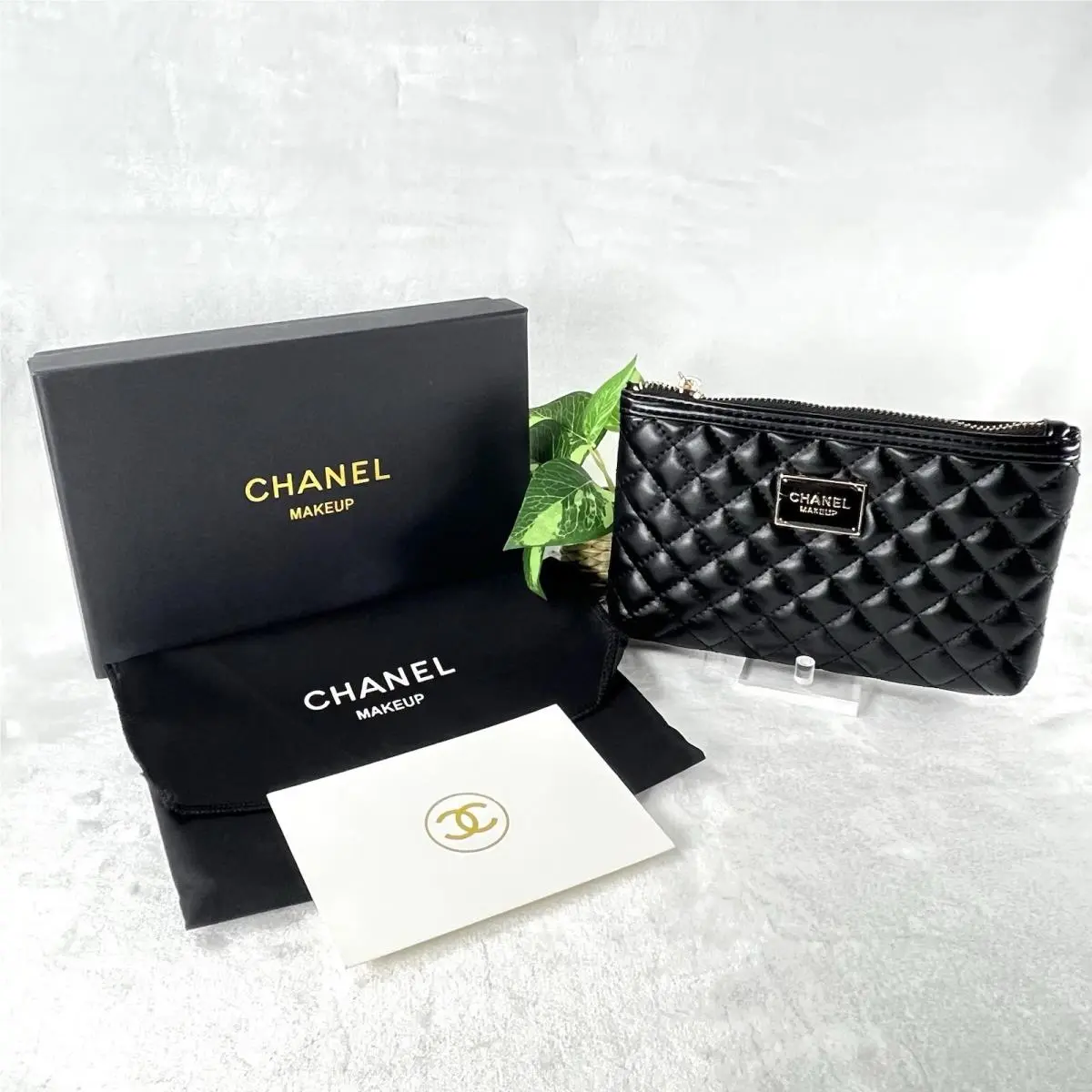 Chanel Makeup Vip Gwp - Black Quilted Cosmetic Bag W/gold Charm 7x4.5x1 Inch
