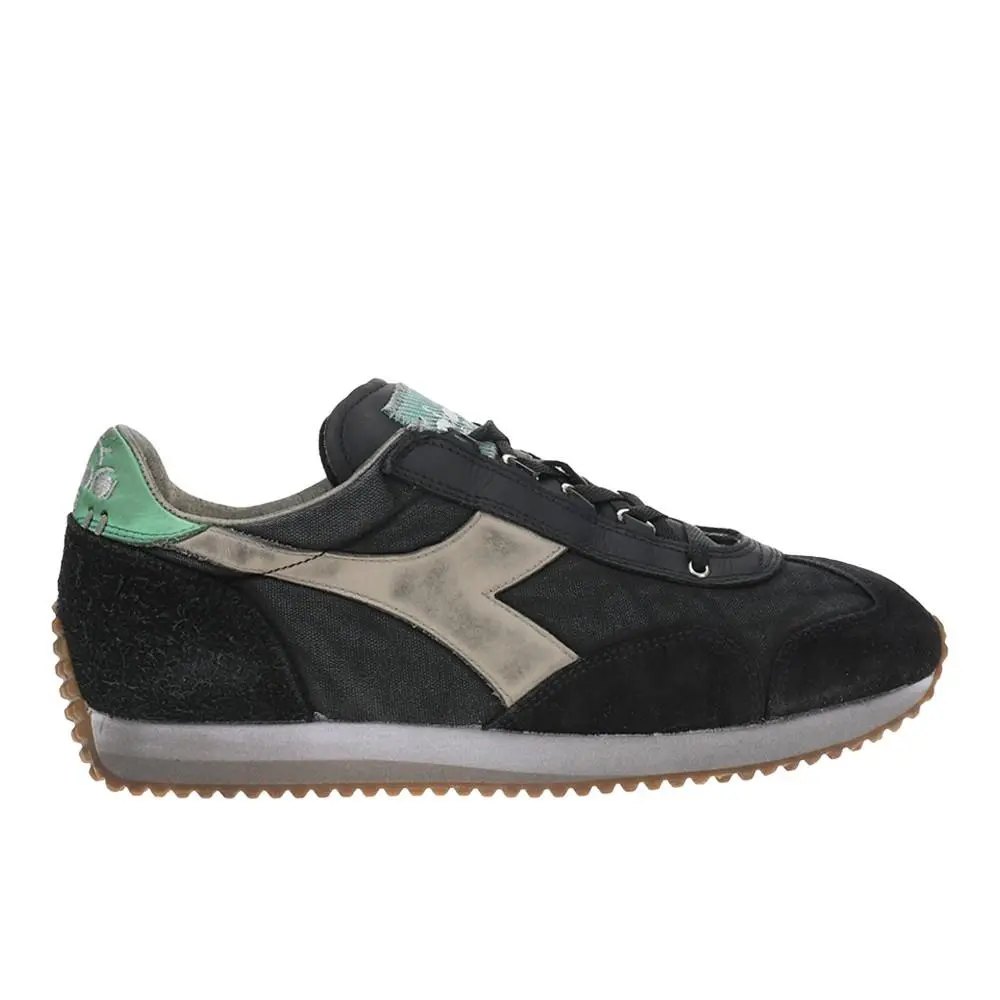 Diadora Equipe H Dirty Stone Wash Evo Lace Up Mens Black Sneakers Casual Shoes
