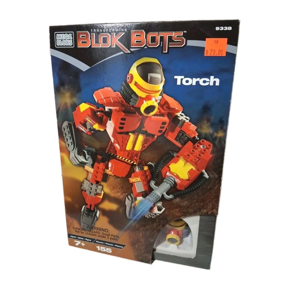 Vintage Mega Bloks Transforming Blok Bots: Torch Box 9338 2001