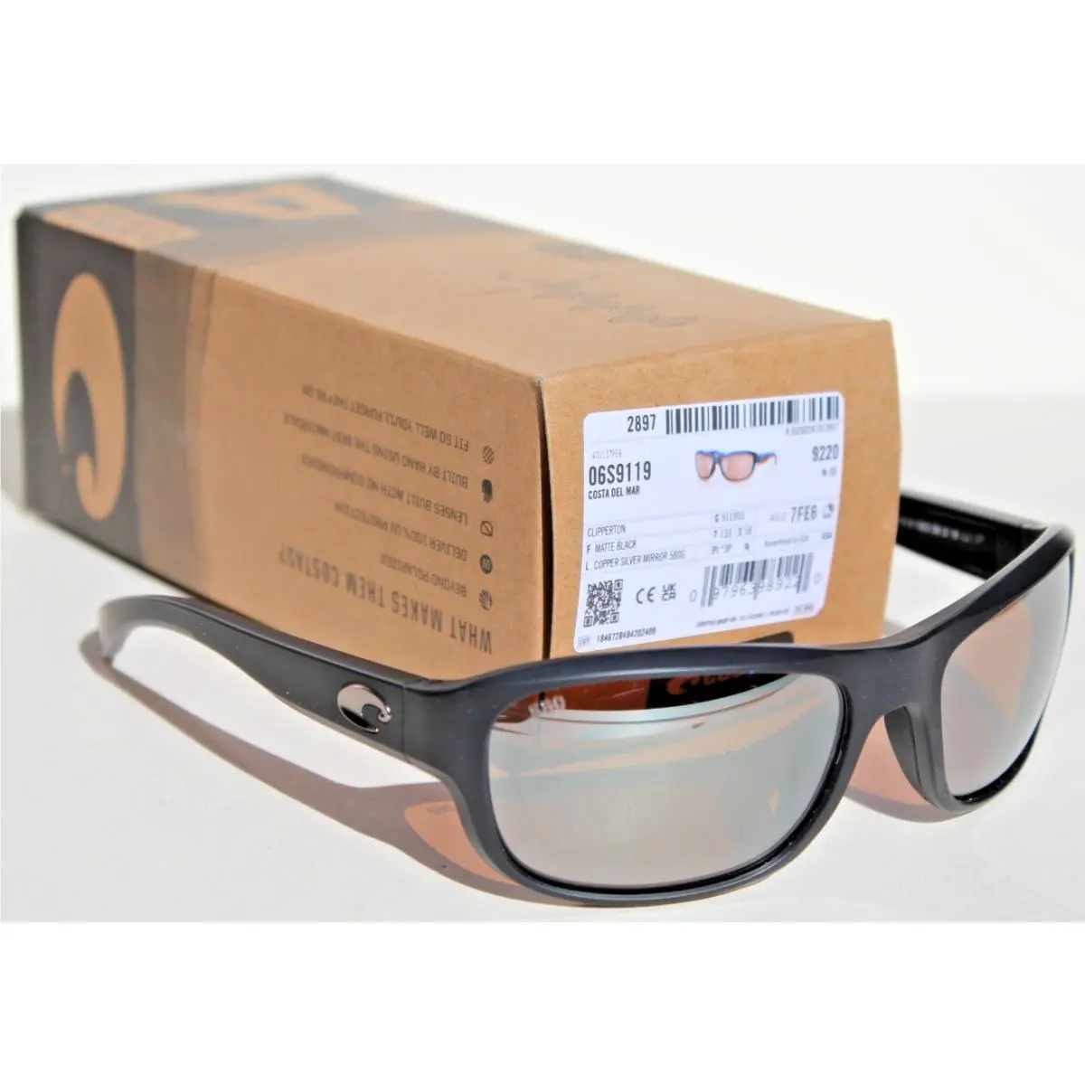 Clipperton 580G Polarized Sunglasses Matte Black/copper Silver by Costa Del Mar