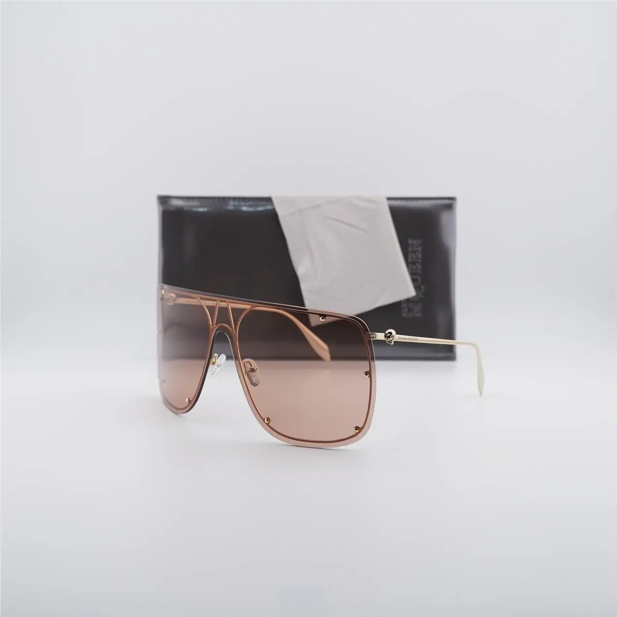 Alexander Mcqueen AM0313S 002 Gold/grey 99-1-135 Sunglasses by Alexander McQueen