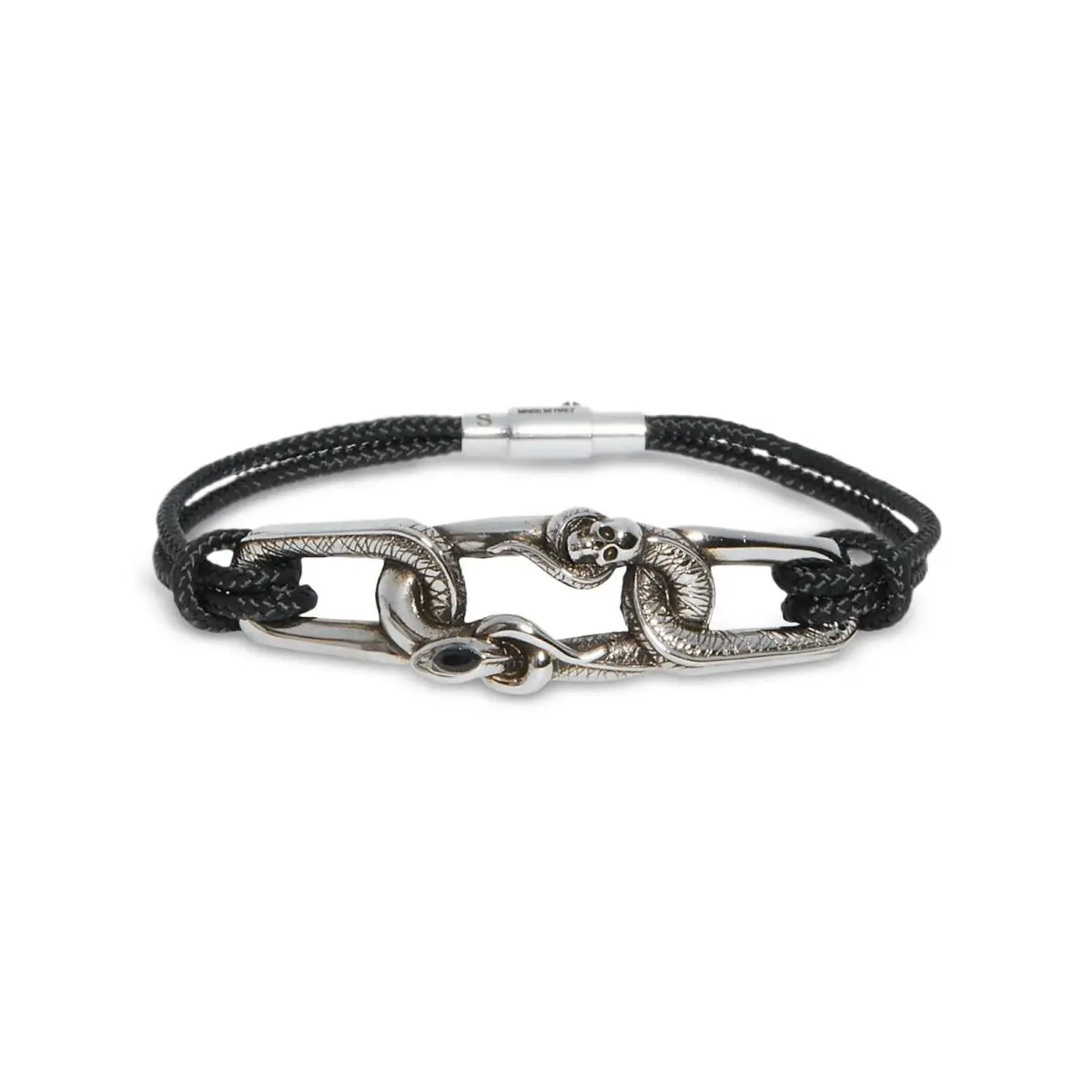 Alexander Mcqueen Unisex-adult Snake Skull Wrap Bracelet Black One Size