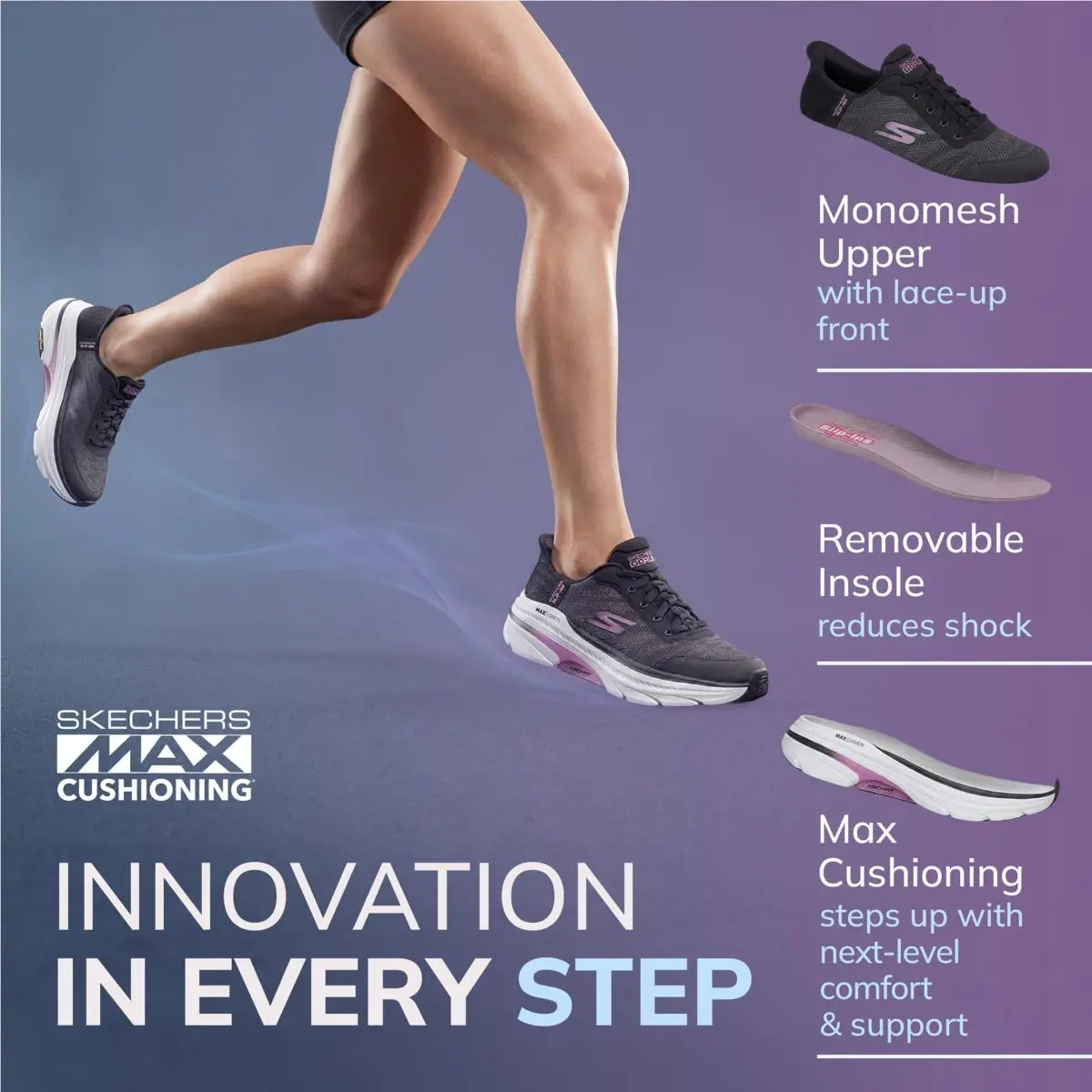 Skechers shoes - 128946-pch - 128946-PCH - black/lavender 8
