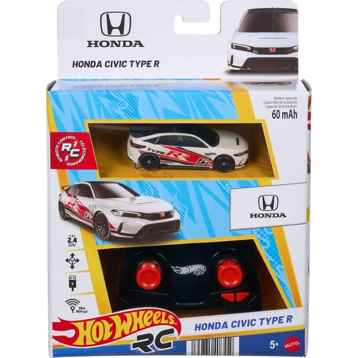 2026 Hot Wheels RC Radio Control 1:64 Scale Honda Civic Type R Collectible - White