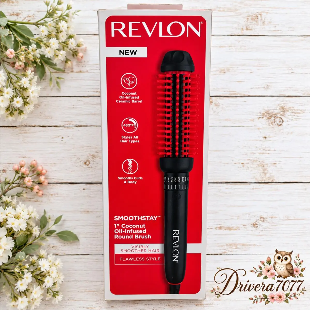 Smoothstay 1 Round Brush Coconut Oil Infused Ceramic Barrel by Revlon