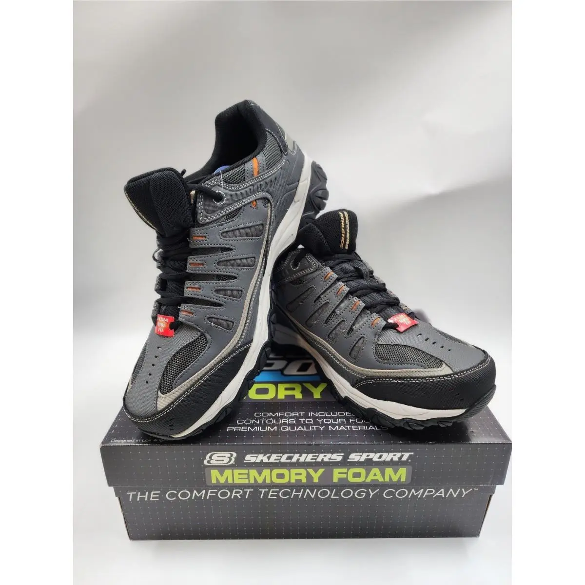 After Burn Memory Foam Mens Extra Wide Charcoal Grey Sneakers 50125EWW by Skechers