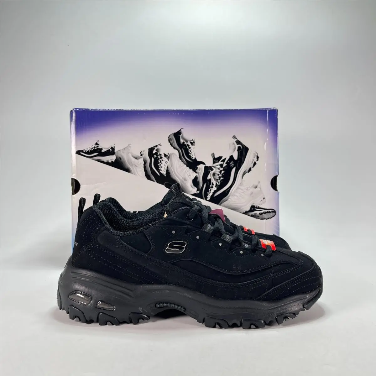 D`lites Play On Black Suede Memory Foam Sneakers Women`s Size 7.5 W by Skechers