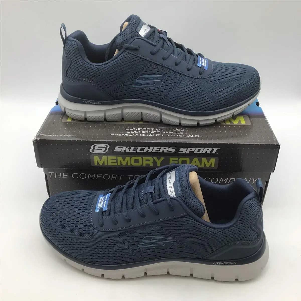 Sport Track Leshur Mens Size 13 Wide Blue Memory Foam Sneakers by Skechers