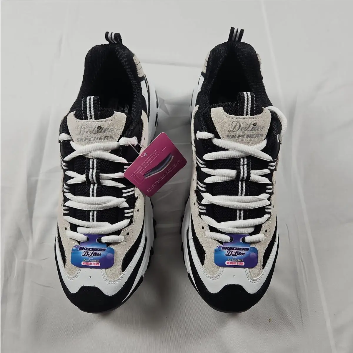 Women`s  D`lites Legacy Sneakers Black White Chunky Athletic 7 by Skechers