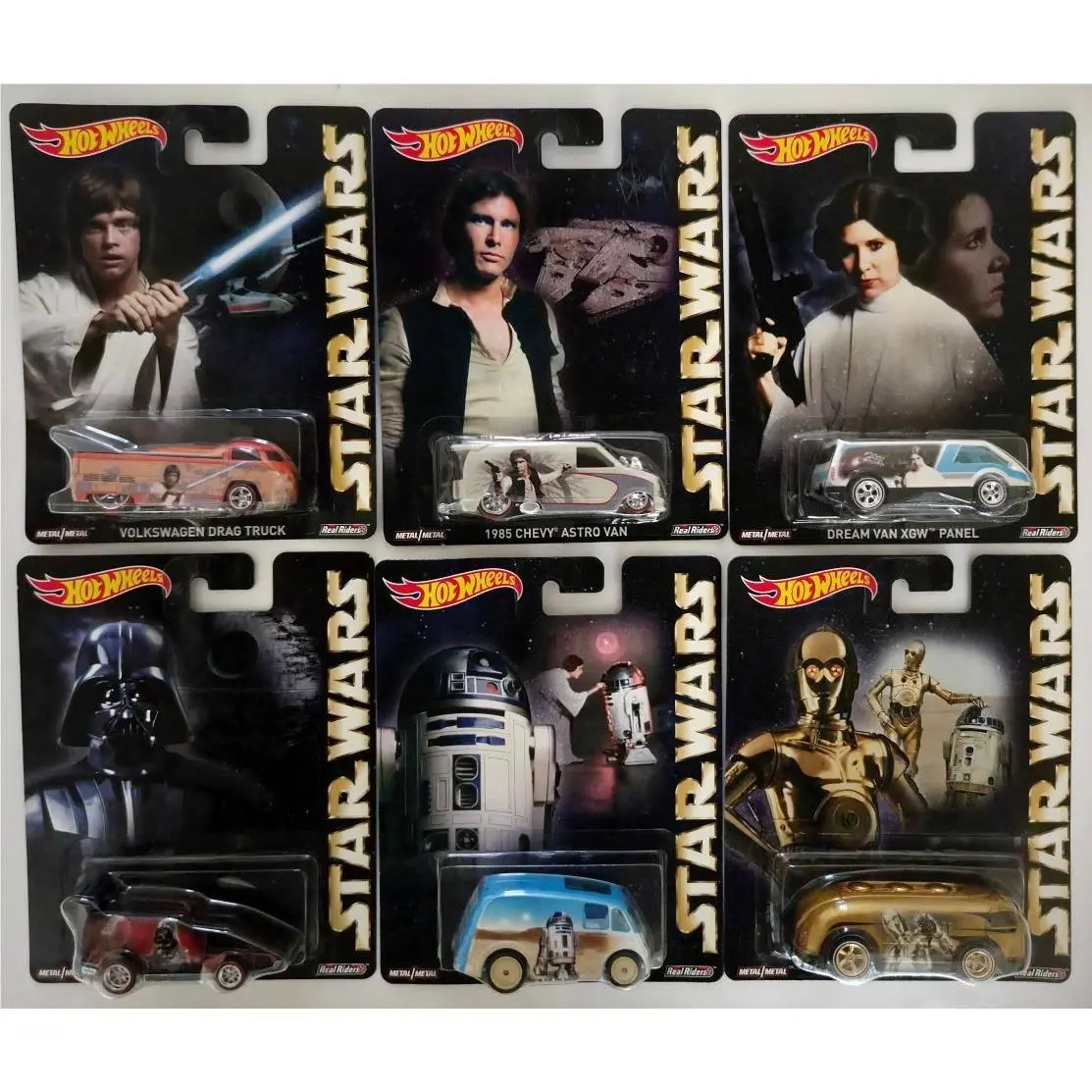 Hot Wheels 2015 Star Wars Real Riders Complete Set of 6 Diecast Cars