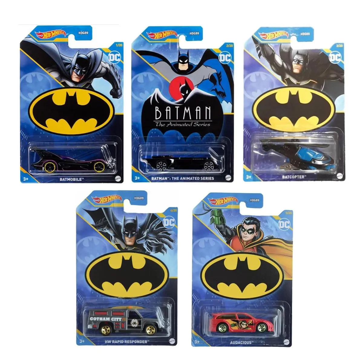 Batman 2023 Batmobile Complete Set of 5 Diecast Vehicles Bundle Mix 1 From HDG89