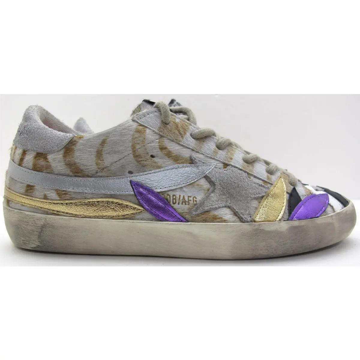 36/6US Super-star Sneakers Zebra Print Pony Skin W/color Petal by Golden Goose