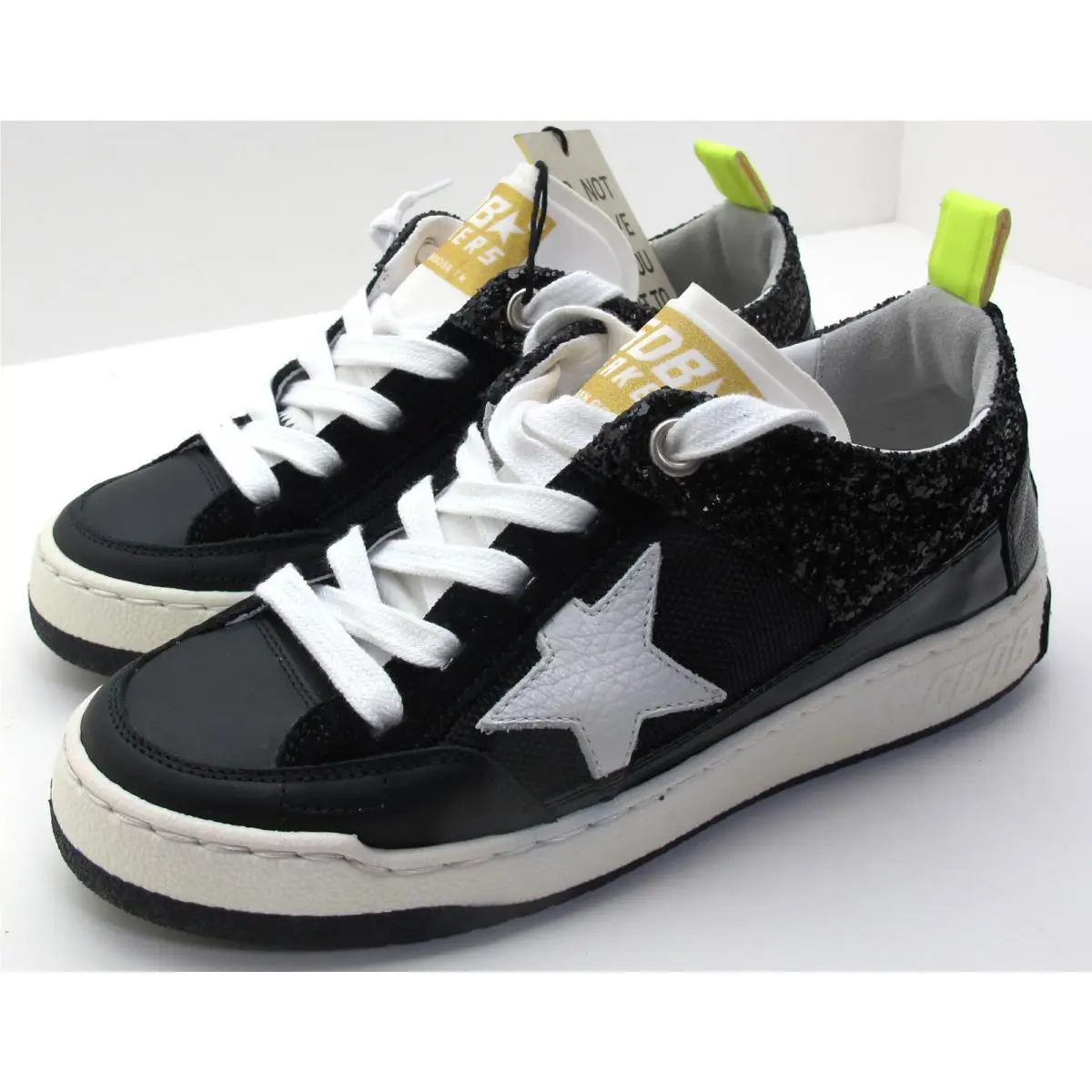 36/6US Women`s Black Yeah Sneakers W/white Star by Golden Goose