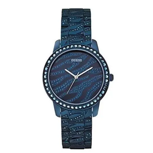 Blue Coral Design Gem-set Bezel and Dial Women`s Watch W0502L4 by Guess
