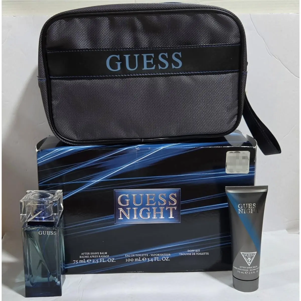 Night 3.4floz Edt Spray 2.5floz After Shave W/toiletry Pouch by Guess