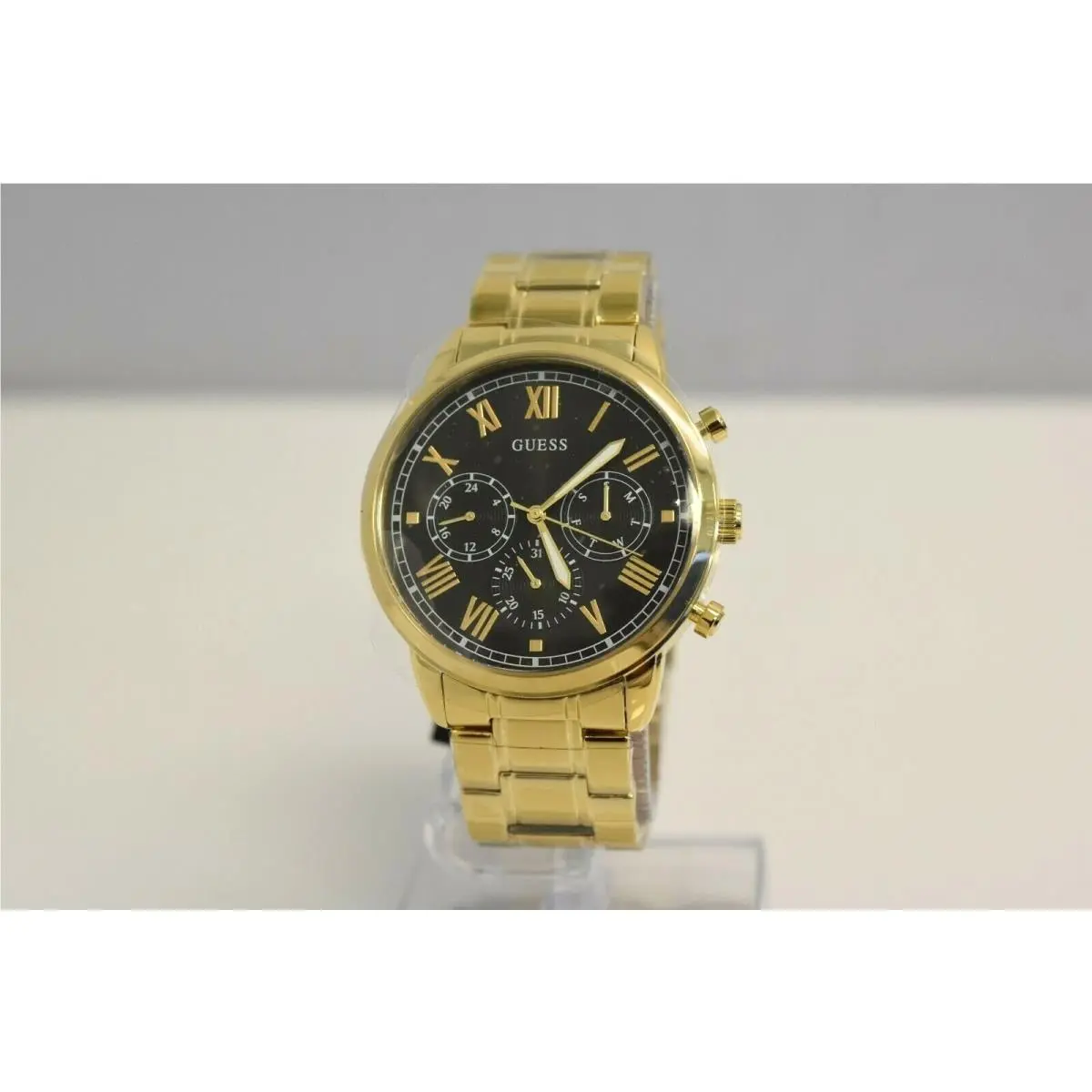 Men`s Yellow Gold SS Black Dial W1309G2 Watch by Guess