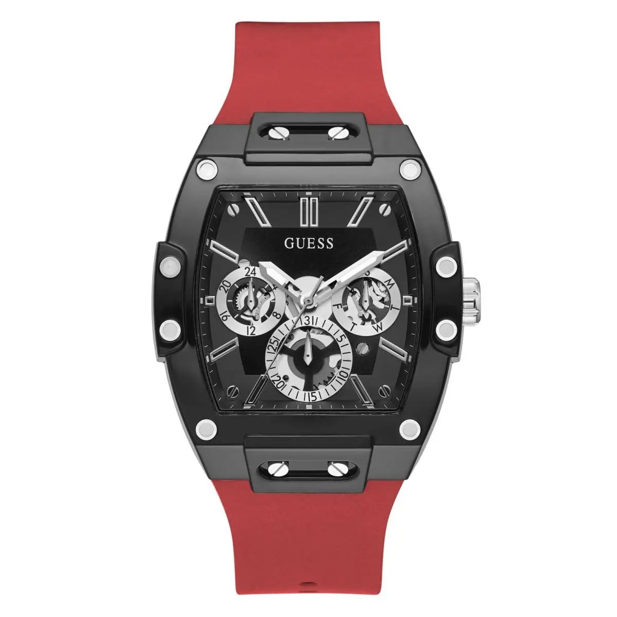 Mens Casual Multifunction 43mm Watch – Black Red/black/black by Guess