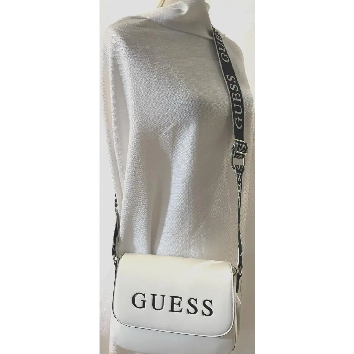 Mirri Hand/shoulder Crossbody Bag in White Black by Guess