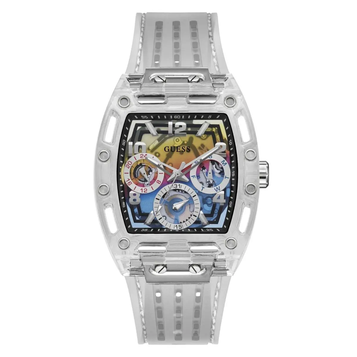 Rainbow Ombre Multifunction Watch Clear/rainbow/clear by Guess