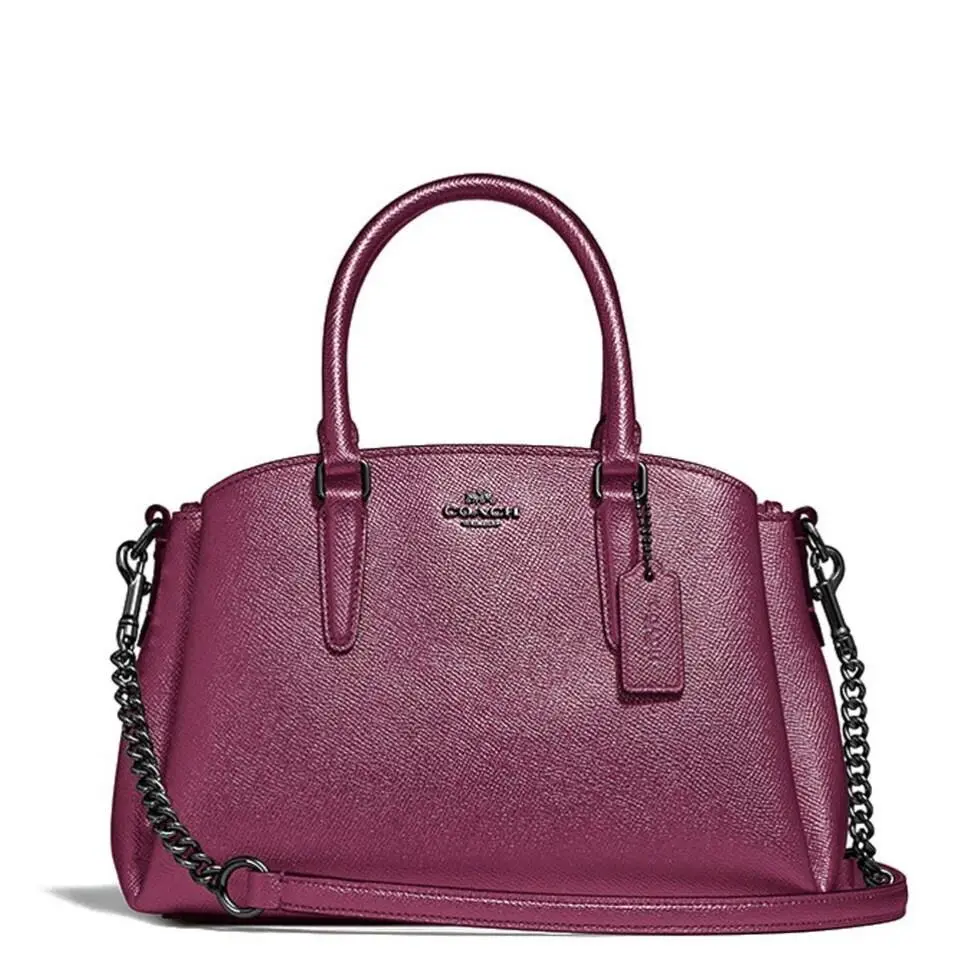 Mini Sage Carryall Metallic Magenta Fuchsia Leather Satchel Bag by Coach