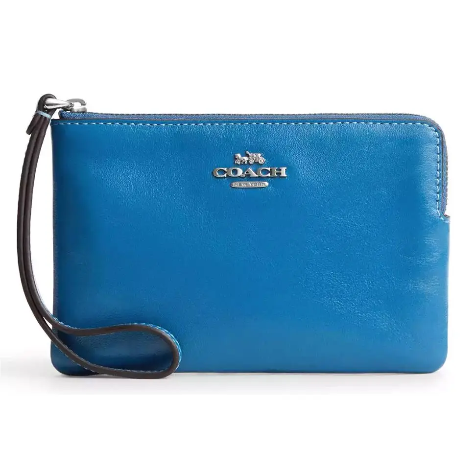 Corner Zip Wristlet - CFW86 Blue Jay Blue Shiny Smooth Leather by Coach