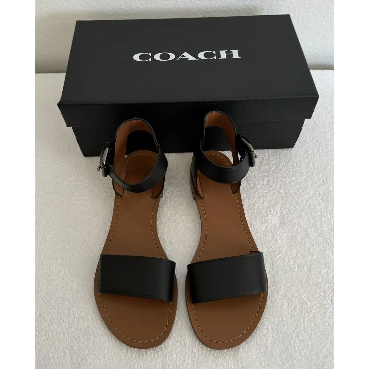 Coach shoes - COACH Ankle Strap Flat Sandals - Black (UPC: 0191202541856) 1