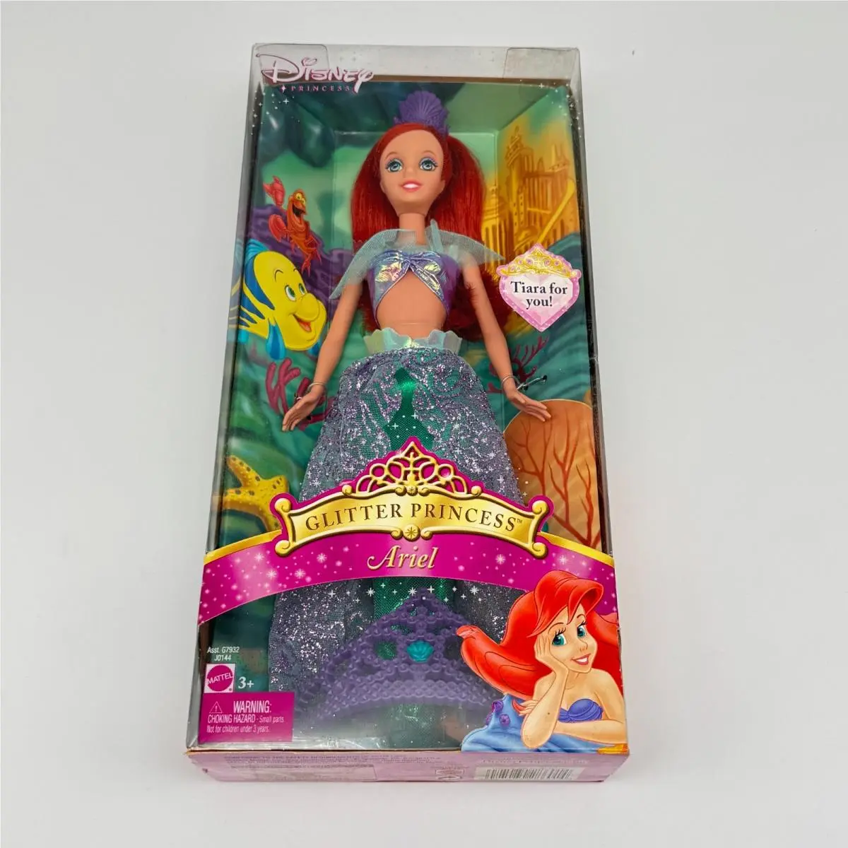 2005 Mattel Disney Princess Glitter Princess Ariel Doll J0144 Tiara Nrfb