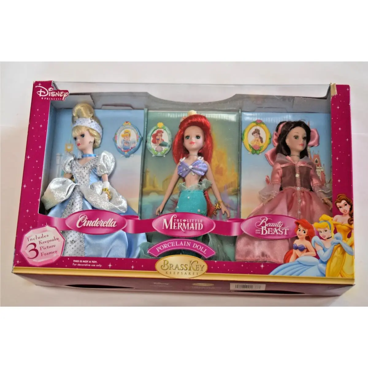 Brasskey Keepsakes Disney Princess Porcelain Collector Doll Set of 3