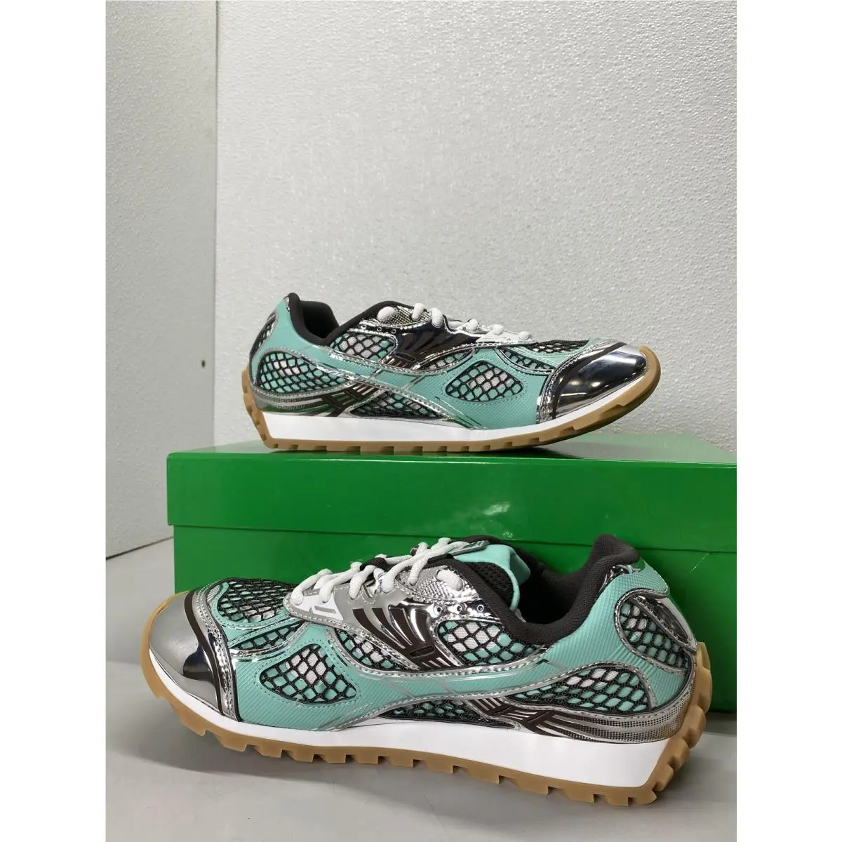 Bottega Vaneta Mens Orbit Low Top Mesh Sneakers Size 7/EU 40 Green Oasis by Bottega Veneta