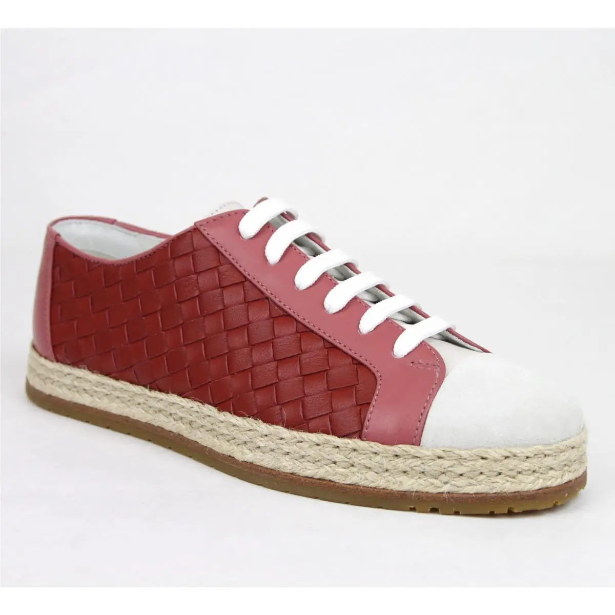 Women`s Pink/red Leather Sneakers IT 36.5/US 6.5 451689 5768 by Bottega Veneta